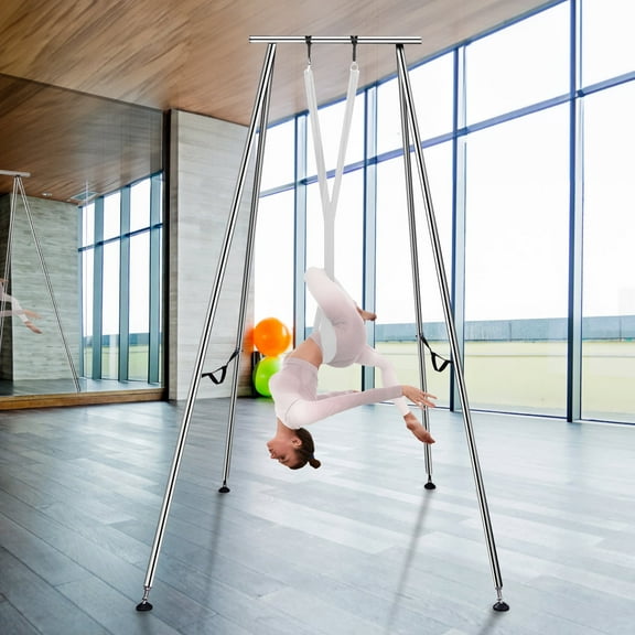 KFFKFF 551.15 lbs Yoga Swing Stand Hammock Aerial Silk Kit Load Yoga Frame White