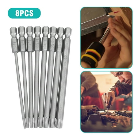 Adjustable Hex Screwdriver - 8-pack 1/4 Inch Hex Shank T8-T40, S2 Steel Hex Torx Security Head Drill Screwdriver Set Bits