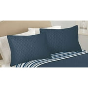 Better Homes & Gardens Solid Front Reverse Stripe Quilt, Navy, Standard Sham