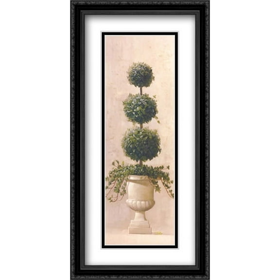 Roman Topiary ll 2x Matted 18x40 Large Black Ornate Framed Art Print by Welby
