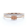 thumbnail image 1 of Dazzling 1.20 Carat Baguette Cut Trilogy Morganite Engagement Ring, Dainty Wedding Ring in 10k Solid Rose Gold, Three Stone Ring, Promise Ring, Bridal Set, Matching Band, 1 of 3