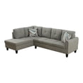 thumbnail image 2 of Hommoo Modern Flannel Living Room Furniture Sets Sectional Couches and Sofas, L-Shaped Sectional Couch Sofa, Grey(No Ottoman), 2 of 8