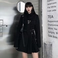 thumbnail image 4 of New Women's Gothic Black Punk Two-piece Skirt Spring Y2K Clothes Punk Skirt Women's 2-piece Set Women's Pants-2 piece-XXL, 4 of 5