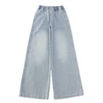 thumbnail image 5 of Conairie Boys Baggy Jeans Straight Wide Leg Y2k Denim Jeans Kids Elastic Waist Cargo Pants Streetwear Blue 4-5 Years, 5 of 7