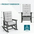 thumbnail image 3 of SERWALL Oversized HDPE Outdoor Rocking Chair with Cushion, Gray Rocker and Gray Cushion, 3 of 10