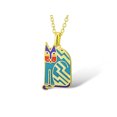 thumbnail image 1 of Laurel Burch Aztec Cat Blue Cloisonne Pendant w/ Necklace, 1 of 1