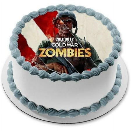 Call Of Duty Black Ops Cold War Zombie Soldier Edible Cake Topper Image ABPID53367 8in Round