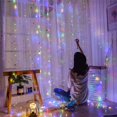 thumbnail image 2 of Cortina de ventana con luces LED parpadeantes, 3 mx 3 m, 300 ledes, funciona con USB, 8 modos, cadena de luces con control remoto, 2 of 4