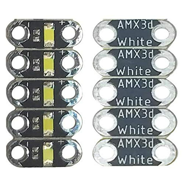 AMX3d Jewel LED with Coin Cell Battery Holder - 5 Low Profile Jewel LEDs Compatible with Lilypad Arduino Projects - LED Kit with 1 Battery Holder and 5M Conductive Thread, Color White