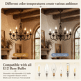 thumbnail image 6 of Garwarm 22.8 in. 6-Light Vintage French Country Chandelier, Farmhouse Candle Pendant Light Fixture for Kitchen Island Dining Room Living Room, 6 of 17