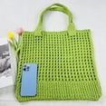 thumbnail image 3 of Bolso de ganchillo para mujer Bolso hobo de gran capacidad Bolso grande de compras suave (Verde), 3 of 9