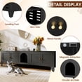 thumbnail image 5 of AUU 58" Black Metal Hidden Cat Litter Box Enclosure for 2 Cats – Large Indoor Cat House TV Stand Cabinet with Ventilation, 2 Compartments & Adjustable Legs, Modern Pet Washroom Furniture, 5 of 25