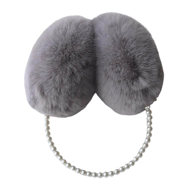 CSChome Cache-Oreilles d'Hiver pour Filles - Mignon Couleur Unie Peluche Chaude Fausses Perles