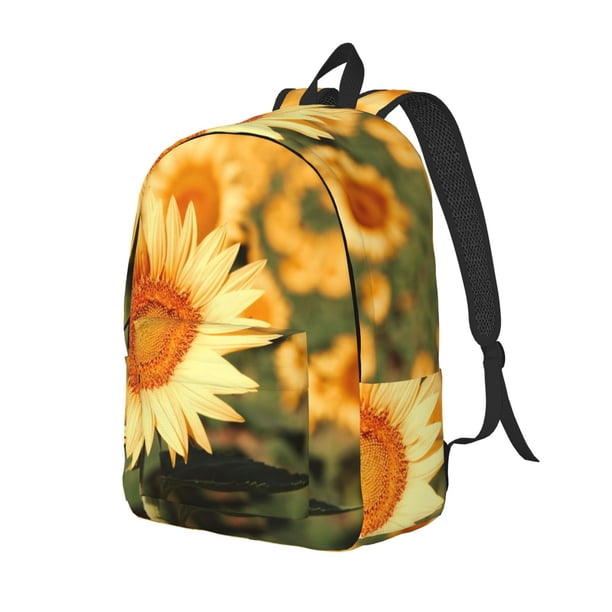 Disketp Golden Sunflower In Field Mochila de Lona Estampada, Mochila Escolar de Viaje Ligera para Estudiantes y Portátil-Small