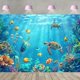 thumbnail image 1 of Tapiz para colgar en la pared con forma de tortuga marina con forma de mundo submarino, 150 x 130 cm, 1 of 3