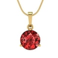thumbnail image 2 of 2 ct Brilliant Round Cut Solitaire Natural Garnet 14k Yellow Solid Gold Everyday Affordable Designer Necklace Pendant with 16" Chain, 2 of 7