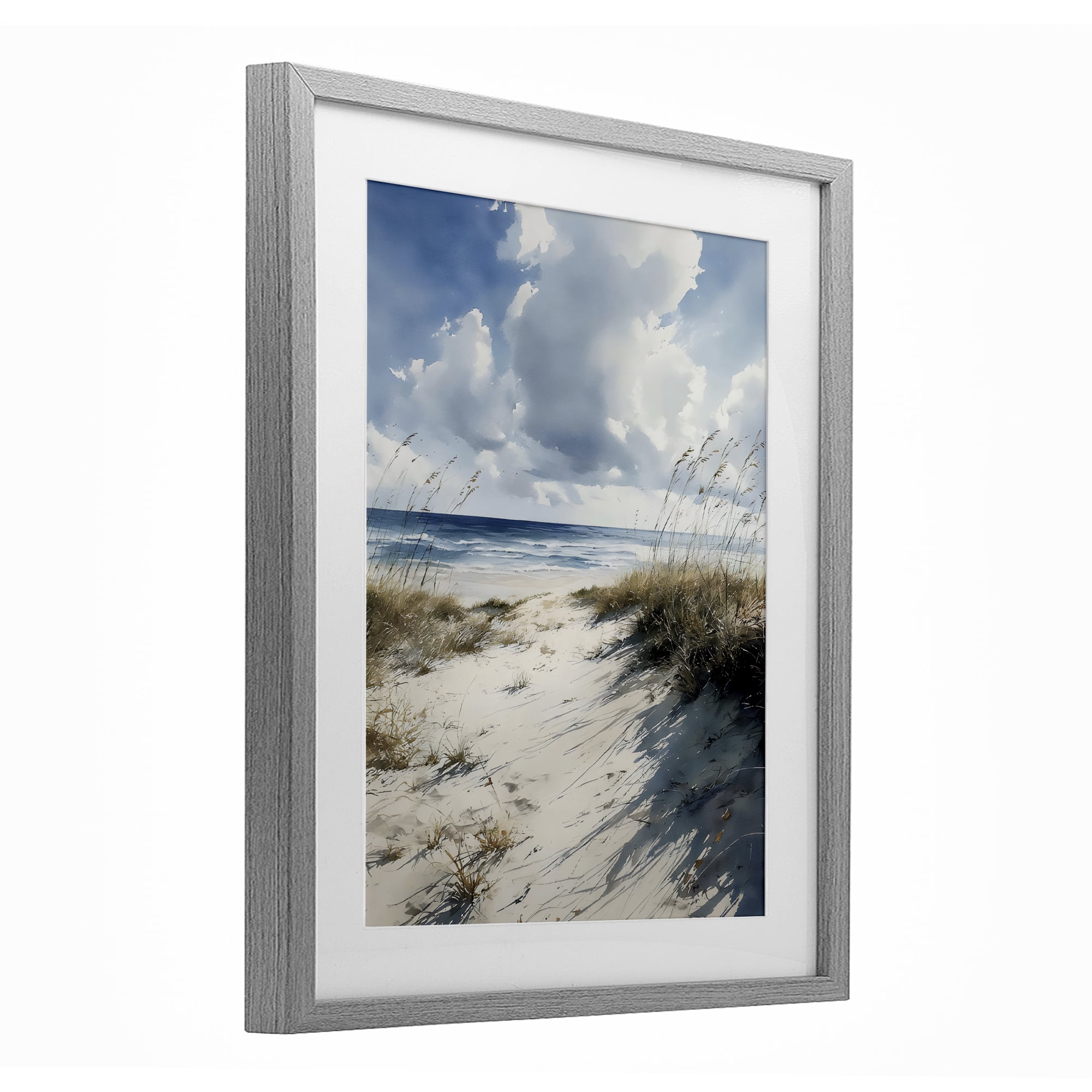Stupell Industries Dune Beach at Midday Gray Framed Print Under Glass, design by Franklyn Gregory