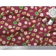 thumbnail image 2 of Soimoi Red Georgette Viscose Fabric Anemone & Leaves Print Fabric by the Yard 42 Inch Wide, 2 of 3