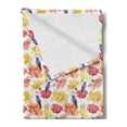 thumbnail image 2 of Vintage Soft Flannel Fleece Throw Blanket, Nostalgic Colorful Exotic Flowers Bloom and Hummingbirds, Cozy Plush for Indoor and Outdoor Use, 50" x 70", Salmon Blue Violet, by Ambesonne, 2 of 5