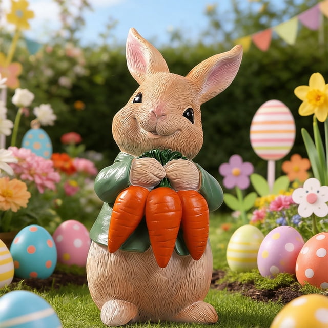 Lunxisen 4 Pcs Easter Bunny Ornament Holiday Statue Decor For Garden Patio Spring Home