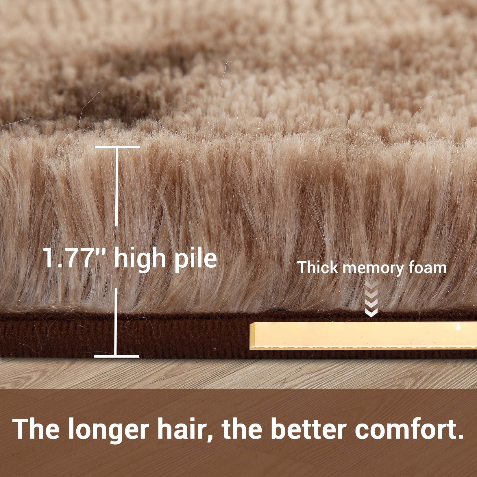 Hasoo 10' x 13' Large Area Rug High-Pile Plush Shag Rug Perfect for Living Rooms, Bedrooms, Dining Rooms, Brown