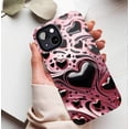 thumbnail image 5 of Heart Design iPhone Case, Pink Metallic with Glossy Black Hearts, Romantic Valentine’s Day Gift for Women and Men, Compatible with iPhone 11/12/13/14/15/16 (Pro Max/Plus), 5 of 9