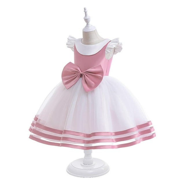 LOVZFMLL Robe Formelle pour Enfant d'Âge Moyen Manches Courtes Col Rond Robe en Maille Robe de Gâteau Robe de Jeu de Rôle Halloween Robe de Princesse pour Fête d'Anniversaire Mariage