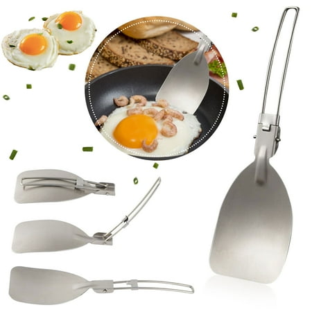 

SQUARE CARMEN Outdoor Camping Kitchenware Folding Spatula Mini Wok Spatula With Folding Handle Outdoor Cutlery Silver