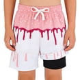 thumbnail image 4 of Boys Ice Cream Drip Print Swim Trunks With Built In Liner Side Pockets Quick Dry Beach Shorts For Summer Pool And Water Activities,Pink,150, 4 of 4