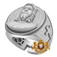 thumbnail image 2 of 3D LOOK Real Genuine 1.50 Cwt. Moissanite Jesus Christ Holy Cross Ring Band 24mm, 2 of 5