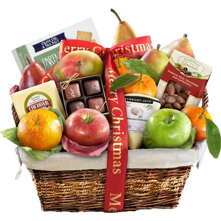 Healthy Christmas Baskets Golden State Fruit Merry Christmas Classic Deluxe Fruit Gift Basket, 16 pc ()