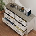 thumbnail image 3 of Lofka Farmhouse 6-Drawer Dresser - Rustic Wooden Bedroom Storage Chest with Deep Drawers, Modern Metal Handles, Wall Anchors, Perfect for Bedroom, Living Room & Entryway, Gray, 3 of 12