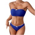 thumbnail image 2 of ylioge Womens Off Shoulder Bikini Sets Summer 2 Piece Bathing Suits Solid Built in Bras Tankini Tops Thongs Beach Swimming Swimsuits, 2 of 6