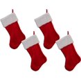 thumbnail image 2 of Bas de Noël Classiques Rouge & Blanc en Peluche 18 Pouces Ensemble de 4, 2 of 3
