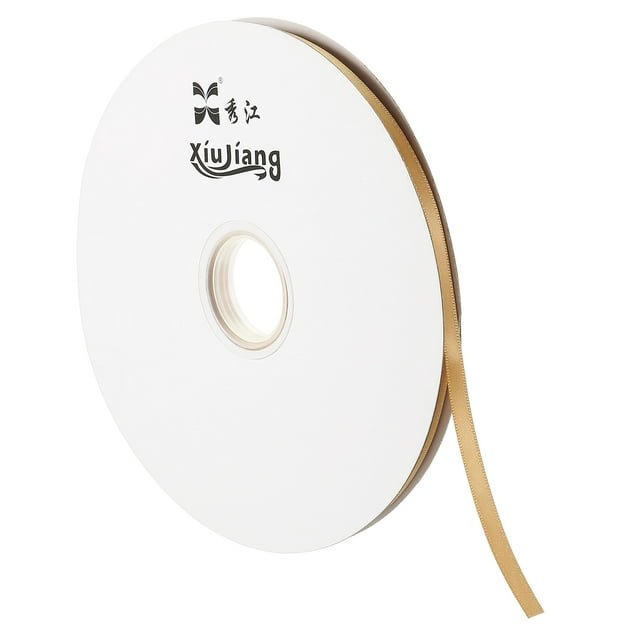 Unique Bargains Ruban Satiné Double Face pour Décoration Artisanale, Rouleau 0,28 Pieds x 100 Yards, Beige