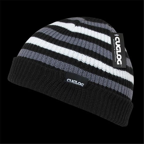 CUGLOG K005 Kilimanjaro Striped Beanie, Blk/Wht/Gry