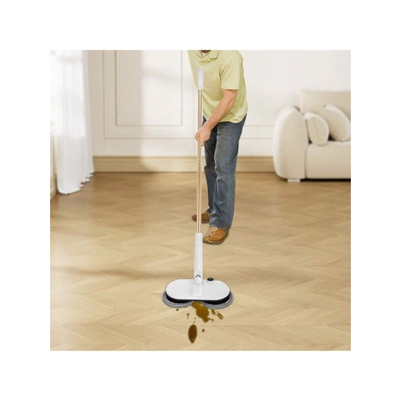 White Cordless Electric Mop 150rpm Electric Spin Mop For Hardwood Tile Floor 4 Pads 60Min Runtime 2000mAh Power Mop Lightweight Adjustable Lever