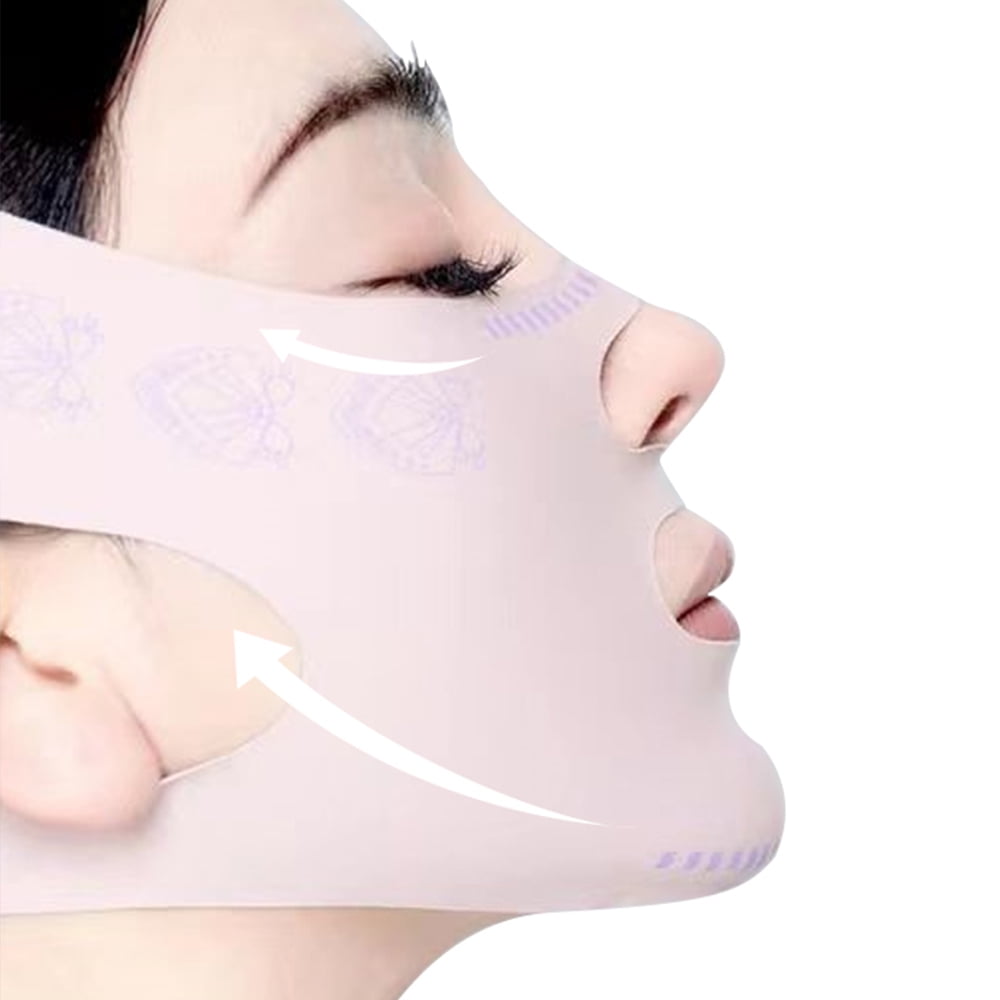 V-Line Face Lifting Tape - Reusable Beauty Face and Chin Lift Mask for Men and Women, Soft High-Elastic Fit, Depuffing and Skin Tightening, Double Chin Strap, Sagging Skin Relief (pink)