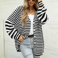 thumbnail image 2 of Women Striped Knitted Cardigan Sweaters Long Sleeve V Neck Button Down Trendy Sweaters Tops Outwear for Women, 2 of 7