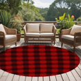 thumbnail image 5 of Christmas Farmhouse Washable Round Area Rug 8 ft, Classical Red Black Buffalo Plaid, Soft Non Slip Rugs Stain Repellent Indoor Felt Carpet for Living Dining Room Bedroom Home Office, 5 of 9