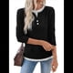 thumbnail image 2 of Camisetas Informales de Cuello Redondo y Bloques de Color para Mujer, de Larga y Corte Entallado, para Otoño Negro XL, 2 of 9