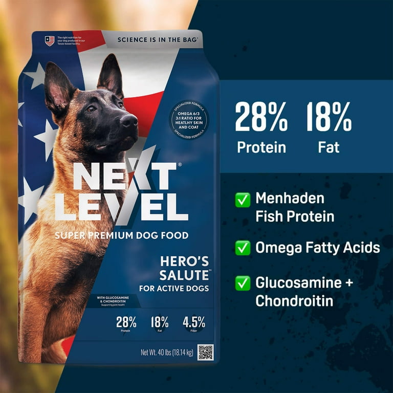 Next Level Hero's Salute Dry Dog Food, 40 lb Bag - Walmart.com