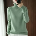 thumbnail image 2 of UTSJKR Women's Knitted Undershirts Tops Classic Solid Turtle Neck Blouse Fall Winter Basic Casual Slim Fit Pullover Tops Long Sleeve Tunic Tops 2024 Fashion Green XL, 2 of 4
