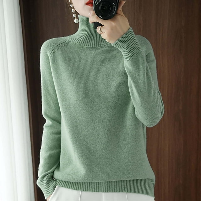 TACILIP Chandails à Col Roulé pour Femmes Chandail-Over Hauts pour Femmes Chandail Tricoté Manches Longues Chemises Mode Automne Vêtements d'Hiver pour Femmes