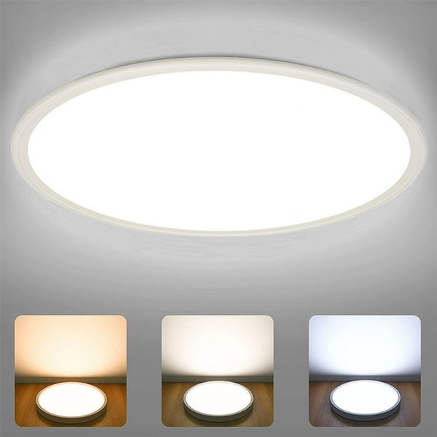 ?Lámpara de techo LED de 24 W regulable 3000 K/4000 K/6000 K blanco cálido blanco frío ?Lámpara de techo ultra redonda de 30 cm para oficina, balcón, pasillo, dormitorio