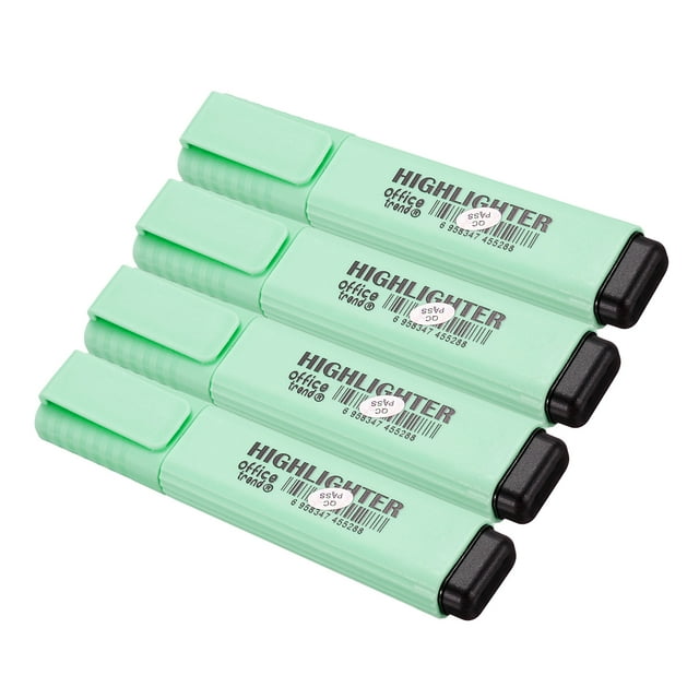 Unique Bargains Highlighter Pen, Broad Point, Green, 4 Pack