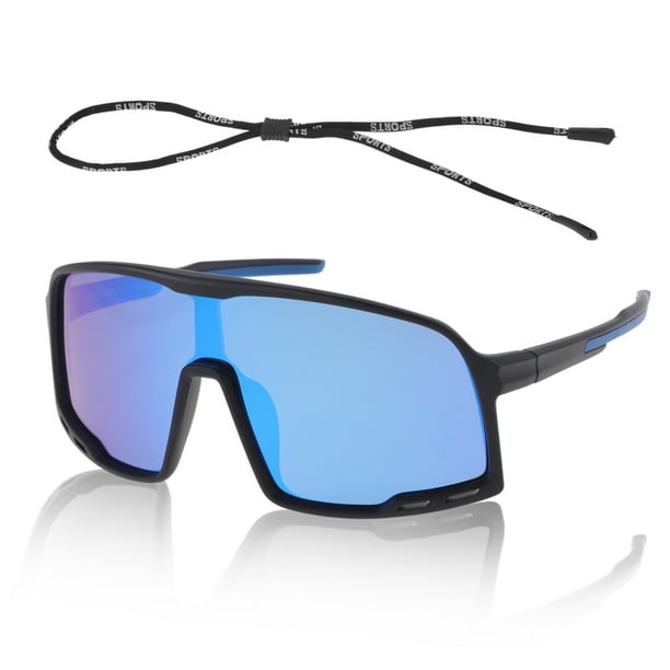 1 Set de Gafas de Motociclismo Antideslumbrantes Tri-Acetato de Celulosa UV400 Gafas de Sol para Deportes al Aire Libre para Motocross, Moto de Tierra, ATV Lente Azul Marco Negro y Azul
