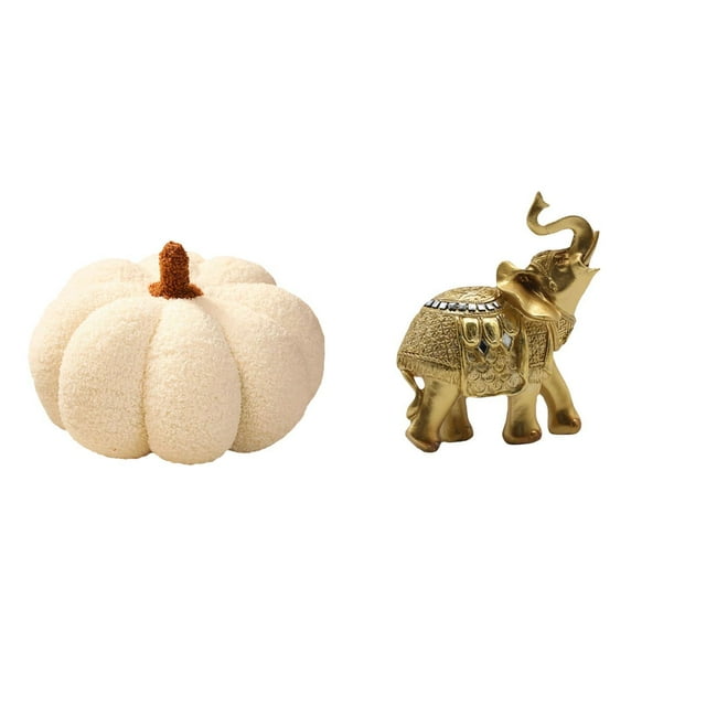 Escultura De Almohada De Peluche De Elefante Y Calabaza De Halloween, Cojín Decorativo Para Sofá, Artesanía De Resina, Figura De Animal Para Cama, Dormitorio, Decoración De Habitación