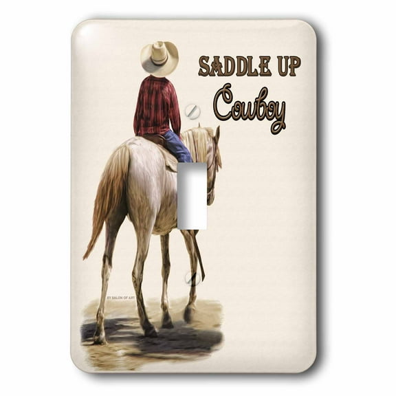3dRose, Saddle Up Cowboy Western Theme Painting, single toggle switch