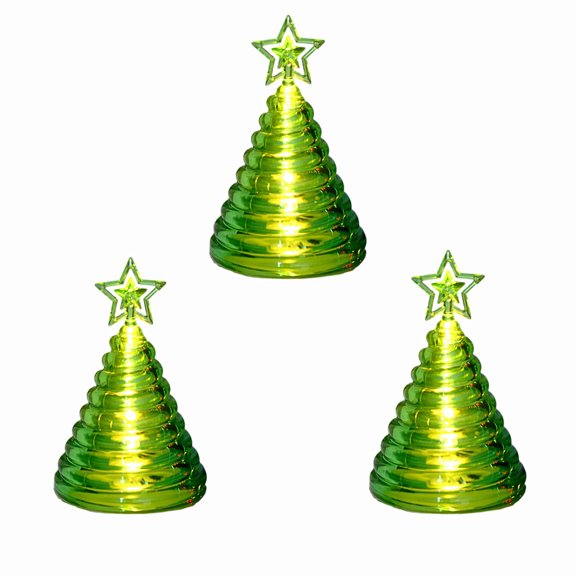 KOYPTL 3 Pcs Christmas Tree Candles with LED Light Flameless Battery Operated Christmas Table Decorations for Desktop Dinner Center Home Decor Christmas Stocking Stuffers Xmas Decorations Gift Green